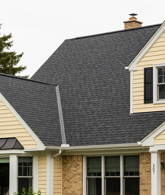 Beautiful Milwaukee home with a newly installed asphalt shingle roof for Apexium Roofing