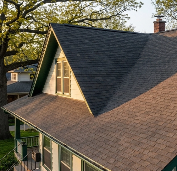 Completed residential roof repair showing restored protection and clean workmanship.