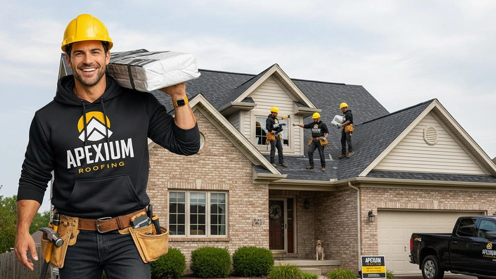Apexium Roofing providing professional roofing services for a home in Menomonee Falls