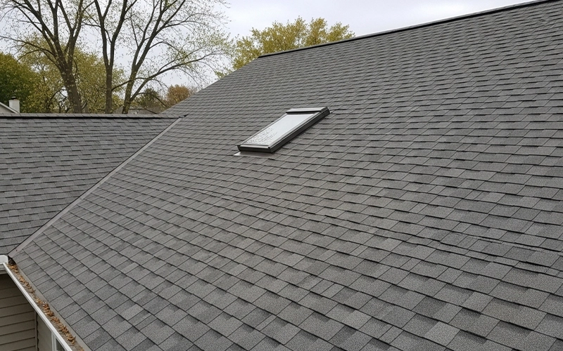 Architectural asphalt shingles on a Wisconsin residential roof