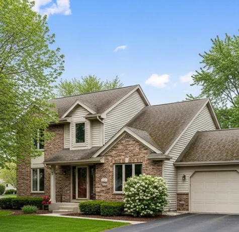Wisconsin home with a roof showing long-term weather exposure