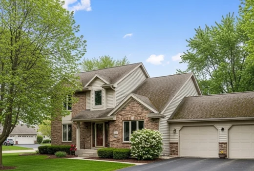 Wisconsin home with a roof showing long-term weather exposure