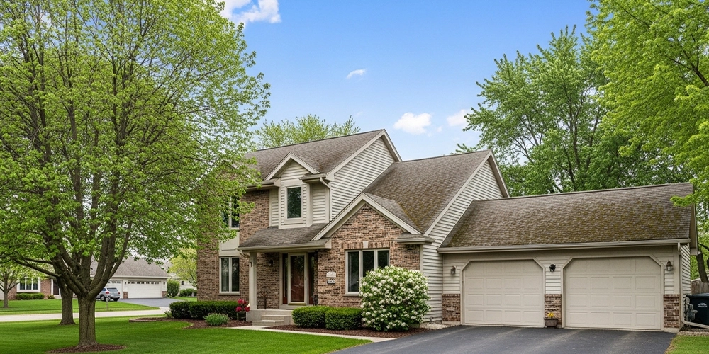 Wisconsin home with a roof showing long-term weather exposure