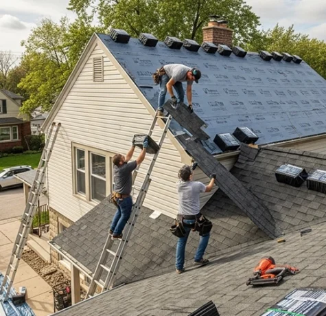 Residential roof replacement project at a Milwaukee home