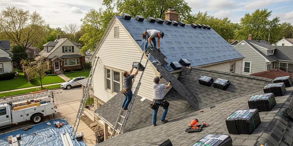 Residential roof replacement project at a Milwaukee home