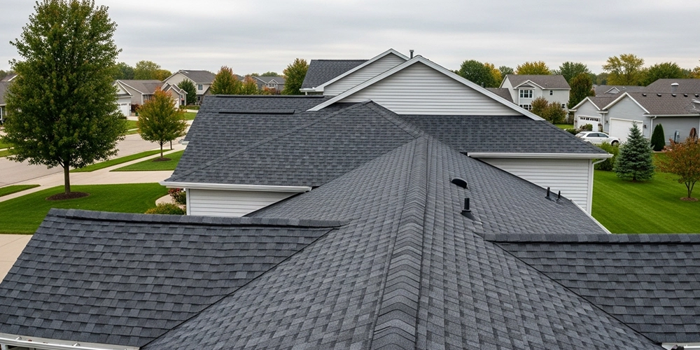 Wisconsin home roof maintenance inspection on a suburban house