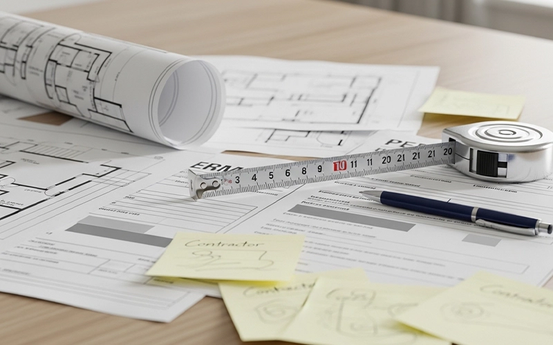 Roofing permit paperwork and project plans for a Milwaukee roof job